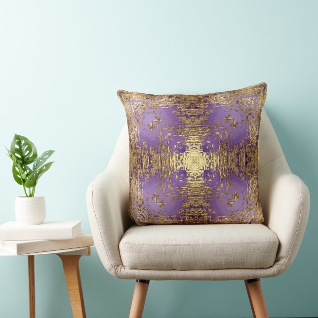 Lavender Guld Metallic Kaleidoscope Dekorativ kudd Kudde (Stol)