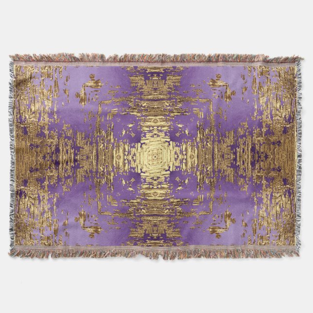 Lavender Guld Metallic Kaleidoscope Throw Blanket Filt (Framsidan)