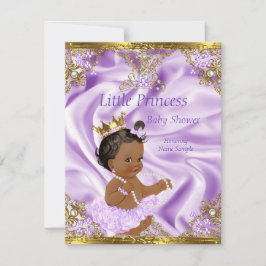Lavender Guld Princess Baby Shower Ethnic Girl Inbjudningar