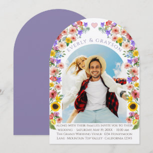 Lavender & Gult Elegance Photo Arch Wildblomma Inbjudningar