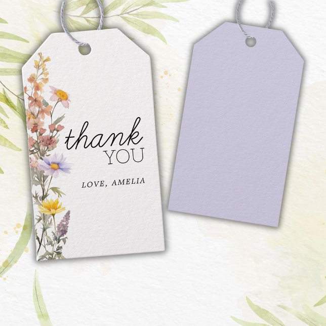 Lavender Gult Wildblommes Elegant Baby Shower Presentetikett (Skapare uppladdad)