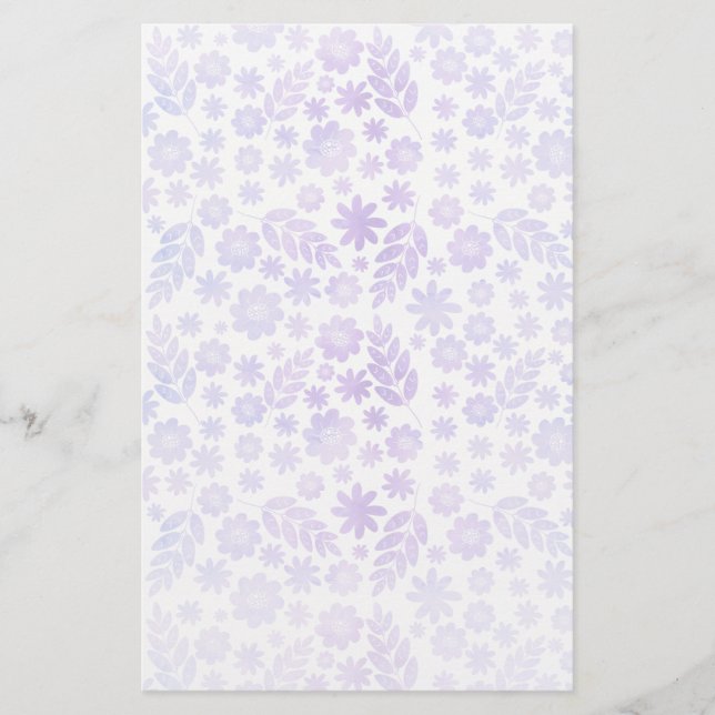Lavender Hand plockade Blommönster Brevpapper (Framsida)