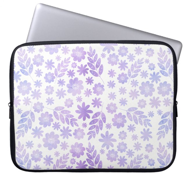 Lavender Hand plockade Blommönster Laptop Fodral (Framsidan)
