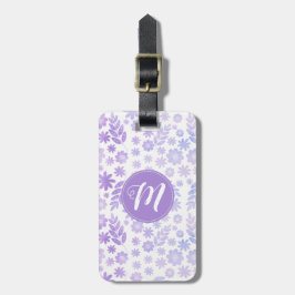 Lavender Hand plockade Blommönster & Monogram Bagagebricka