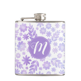 Lavender Hand plockade Blommönster & Monogram Fickplunta