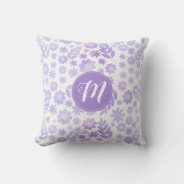 Lavender Hand plockade Blommönster & Monogram Kudde
