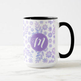 Lavender Hand plockade Blommönster & Monogram Mugg