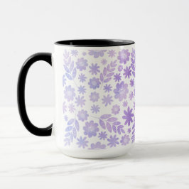 Lavender Hand plockade Blommönster & Monogram Mugg
