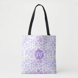 Lavender Hand plockade Blommönster & Monogram Tygkasse