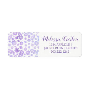 Lavender Hand plockade Blommönster Returadress Etikett