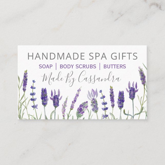 Lavender Handmade Natural Bath Beauty and Spa Visitkort (Framsida)