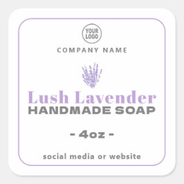 Lavender Handmade Soap Square-etikett Fyrkantigt Klistermärke