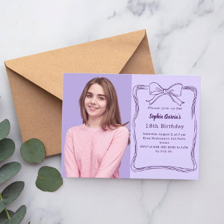 Lavender handritad buggfoto födelsedag inbjudan vykort