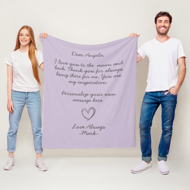 Lavender Handskriftlig Kärlek Brev eller meddeland Fleecefilt (På plats)