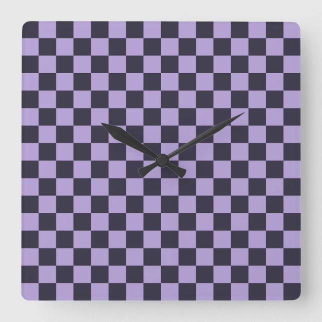 Lavender haze checkerboard pattern fyrkantig klocka (Framsida)