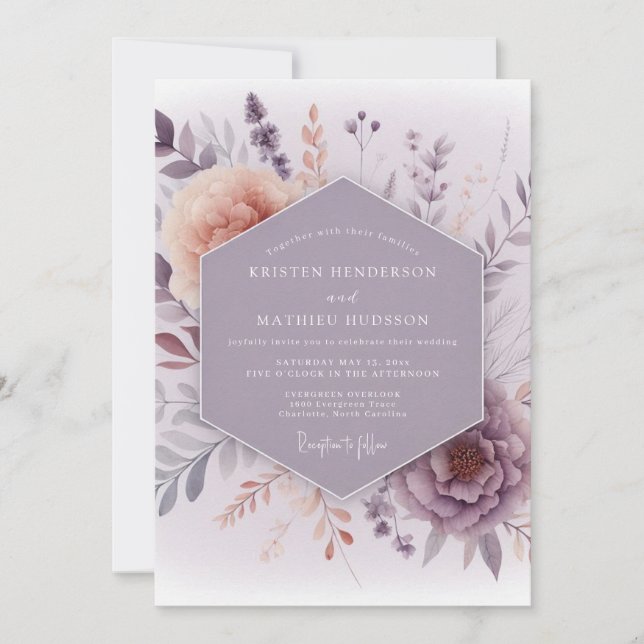 Lavender Hazy Meadow Wedding Inbjudningar (Framsida)