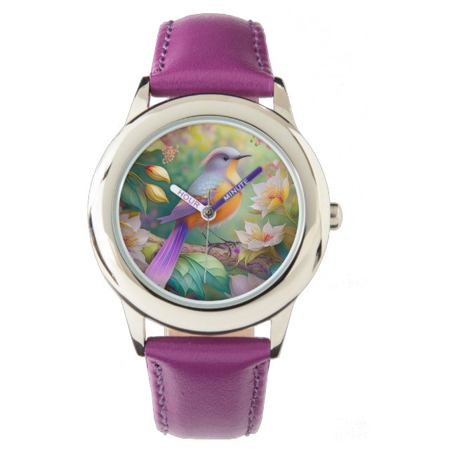 Lavender Headed Orange Brested Fantasy Bird Armbandsur (Framsida)