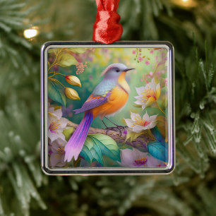 Lavender Headed Orange Brested Fantasy Bird Julgransprydnad Metall