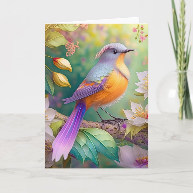 Lavender Headed Orange Brested Fantasy Bird Kort (Framsida)