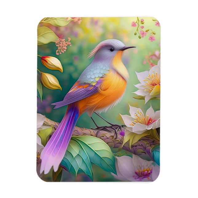 Lavender Headed Orange Brested Fantasy Bird Magnet (Vertikal)