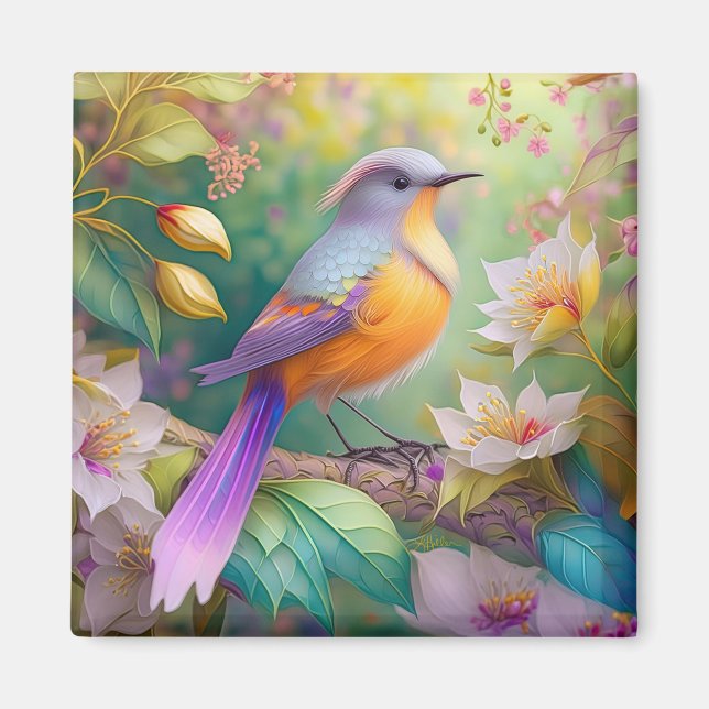 Lavender Headed Orange Brested Fantasy Bird Magnet (Framsidan)