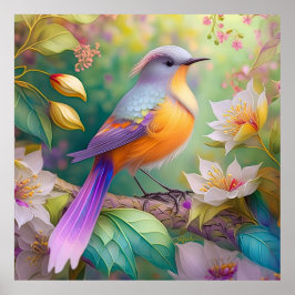 Lavender Headed Orange Brested Fantasy Bird Poster
