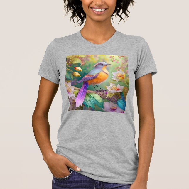 Lavender Headed Orange Brested Fantasy Bird T Shirt (Framsida)