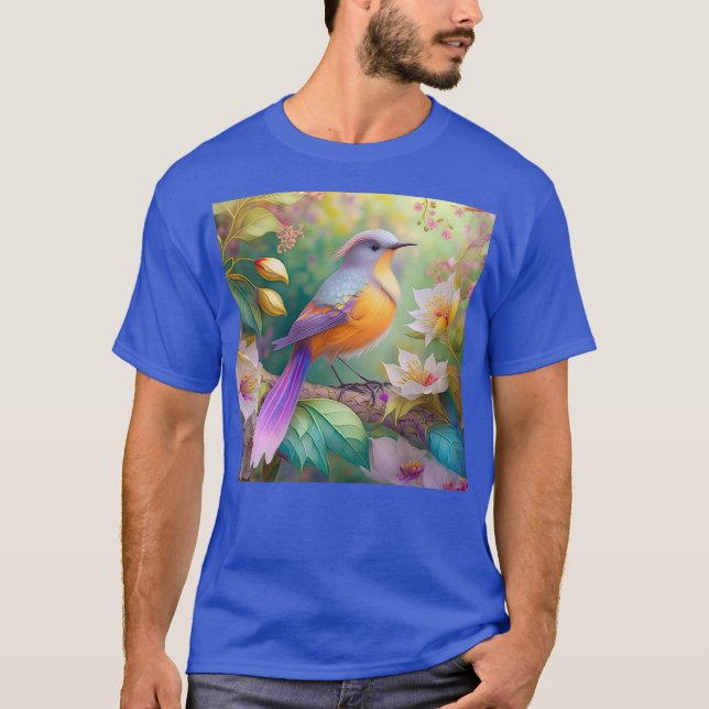 Lavender Headed Orange Brested Fantasy Bird T Shirt (Framsida)