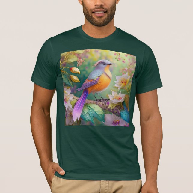 Lavender Headed Orange Brested Fantasy Bird T Shirt (Framsida)