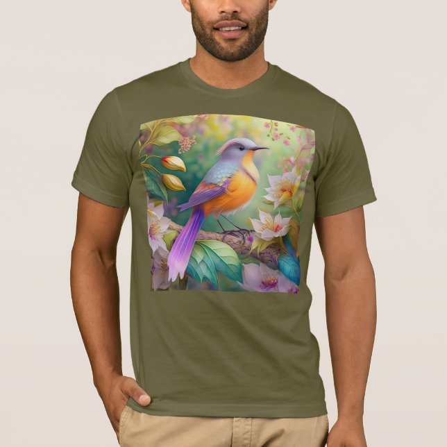 Lavender Headed Orange Brested Fantasy Bird T Shirt (Framsida)