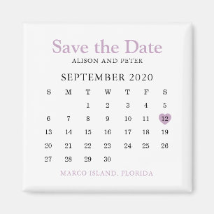 Lavender Heart Calendar Bröllop spara datum Magnet