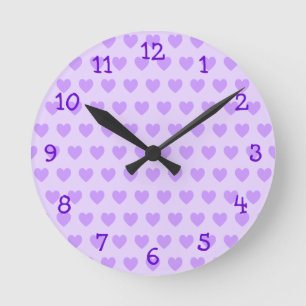 Lavender Heart Pattern Wall Clock Rund Klocka