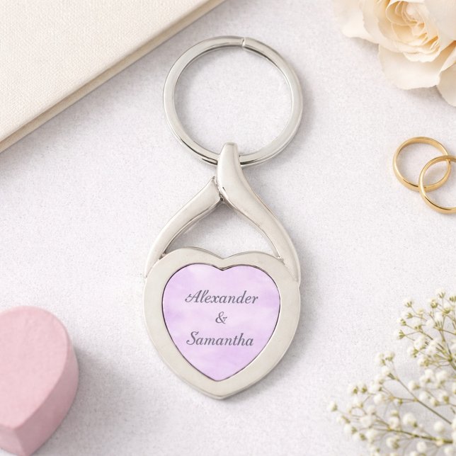 Lavender Heart Romantic Name  Twisted Heart Silverfärgad Nyckelring (Skapare uppladdad)