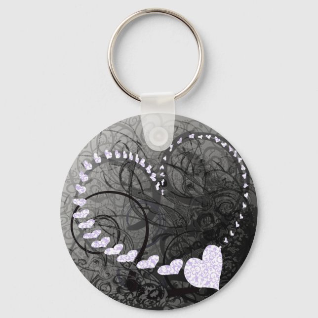 Lavender Heart Swirls Nyckelring (Framsida)