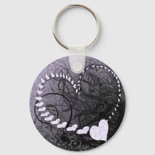 Lavender Heart Swirls Nyckelring