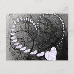Lavender Heart Swirls Vykort