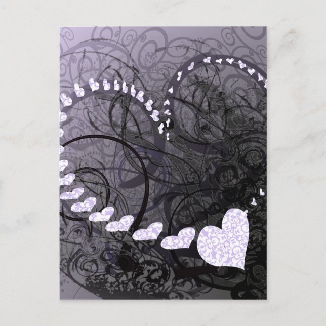 Lavender Heart Swirls Vykort (Framsida)