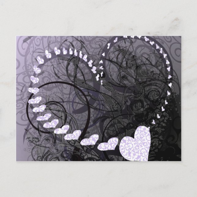 Lavender Heart Swirls Vykort (Framsida)