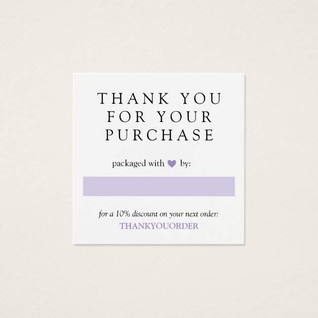 Lavender Heart Tack för beställning Fyrkantigt Visitkort (Framsida)