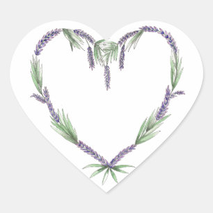 Lavender Heart Wedening Stickers Hjärtformat Klistermärke