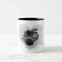*~* Lavender Heart White Black Ro Gothic Mugg