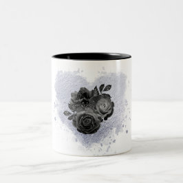 *~* Lavender Heart White Black Ro Gothic Mugg