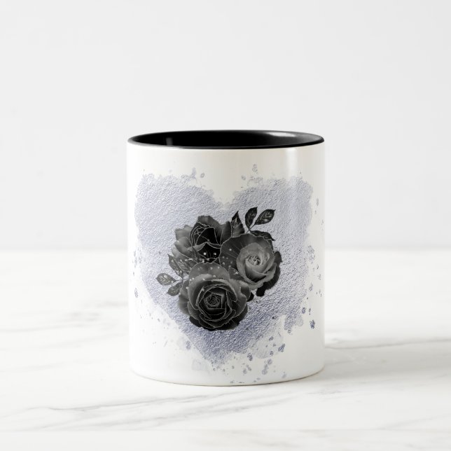 *~* Lavender Heart White Black Ro Gothic Mugg (Center)