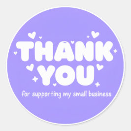Lavender Hearts Thank You Business Sticker  Runt Klistermärke