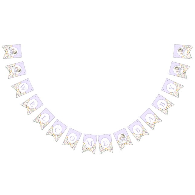 Lavender Hedgehog Baby Shower Bunting Flagga (Alla)