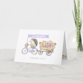 Lavender Hedgehog Baby Shower - tack för ditt kort