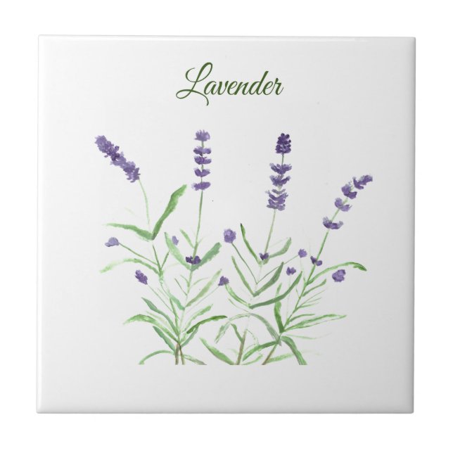 Lavender Herb Greenery Grönt Lila  Kakelplatta (Framsidan)