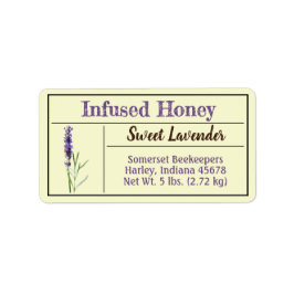 Lavender Herb Infused honey Burk Adressetikett