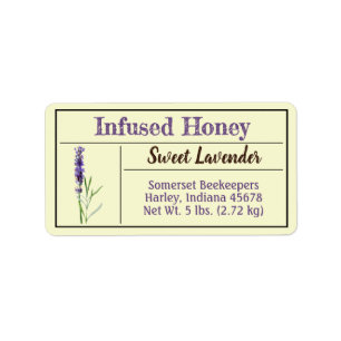 Lavender Herb Infused honey Burk Adressetikett