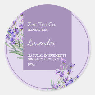 Lavender Herbal Tea Business Label Runt Klistermärke